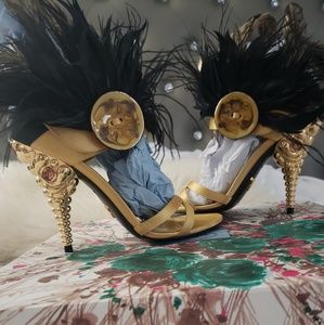 PradaFeather-Embellished Satin 100mm Sandal